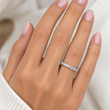 Moissanite Wedding Band,  Round Diamond Brilliant Cut Stone Band,  Anniversary Band  Set In 14K Gold#6584