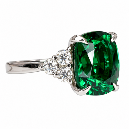 Emerald Engagement Ring, May Birthstone Ring, Elongated Cushion Cut Emerald Ring, Emerald Wedding Ring, Emerald Anniversary Ring,  #6650