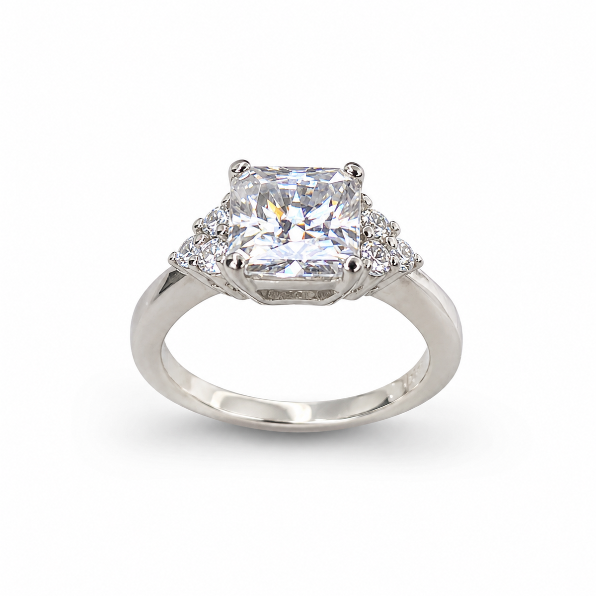Radiant Cut  Moissanite engagement ring set vintage unique white gold curved band engagement ring women wedding Bridal Promise ring  #7091