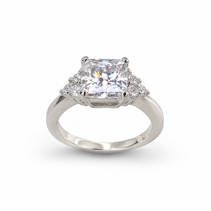 Radiant Cut  Moissanite engagement ring set vintage unique white gold curved band engagement ring women wedding Bridal Promise ring  #7091