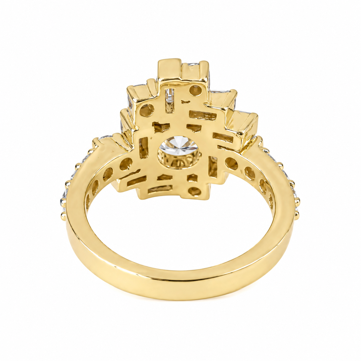 Lab Grown Diamond Geometric 14K Gold Ring: 2.65ctw Statement Anniversary Ring #8783