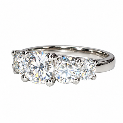 Certified Moissanite 5 Stone Anniversary  Band, Moissanite Wedding Ring, Engagement Ring, 14K White Gold