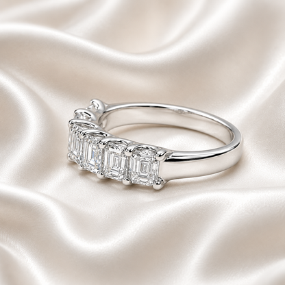 2.20 CTW Lab grown diamond wedding band, lab created diamond stacking band, 6 stone asscher cut 14k solid gold lab grown diamond matching band #8234