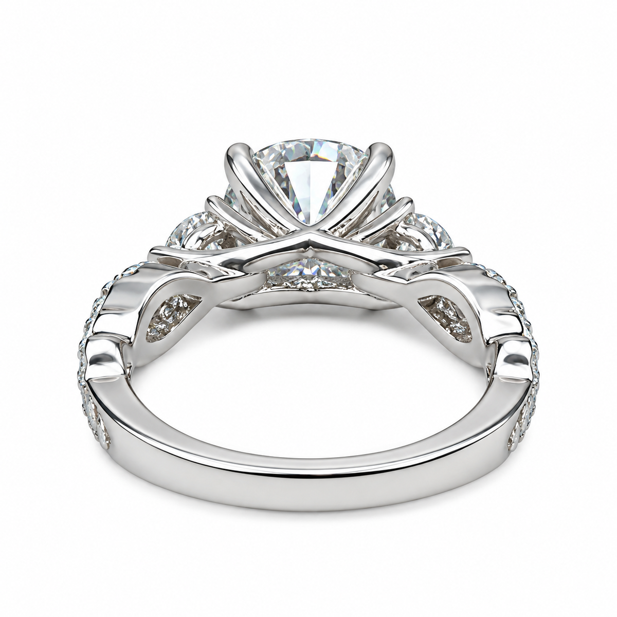 Cushion Cut Moissanite Engagement Ring White Gold  Infinity Design Moissanite Wedding Band   Unique Promise Anniversary Wedding Ring   #7373
