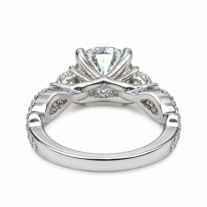 Cushion Cut Moissanite Engagement Ring White Gold  Infinity Design Moissanite Wedding Band   Unique Promise Anniversary Wedding Ring   #7373