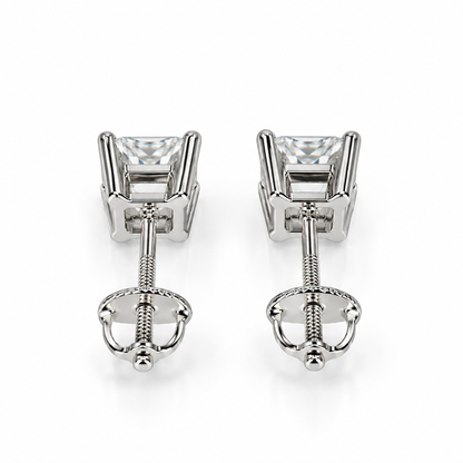 Moissanite Earrings, 14K Solid Gold Moissanite Stud Earrings Push Backs, Everyday Earrings Unisex, VVS Moissanite Studs Screw Backs, #7051