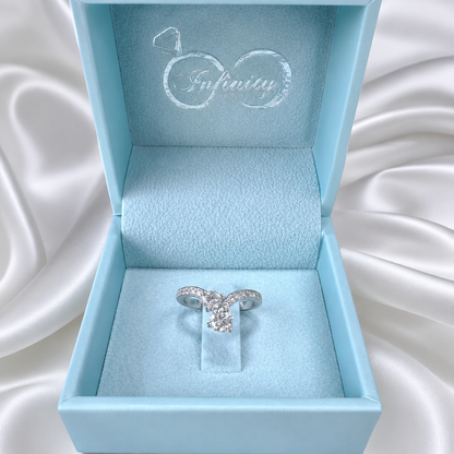 Lab Grown Diamond Pinky Ring , Diamond Chevron Ring , Curved Diamond wedding Band , Two Stone Lab Created Diamond Ring Everyday Ring #8815