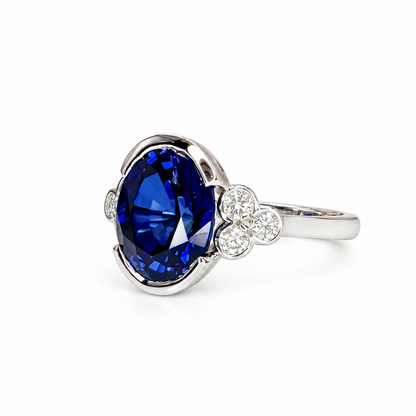 Bezel set blue sapphire engagement ring 14k solid gold Unique oval blue sapphire wedding promise anniversary ring September birthstone