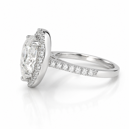 Pear shaped ring 14k solid gold, Pear shaped moissanite halo engagement ring, Teardrop shaped ring, Unique wedding promise anniversary ring