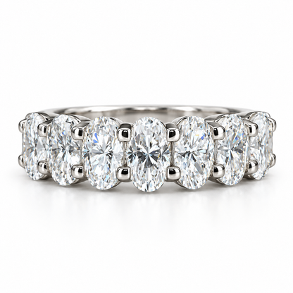 Eternity Wedding Band 14k White Gold, Oval Cut Wedding Band, Anniversary Band, Moissanite Wedding Band, Oval Cut Band, Half Eternity, #6320