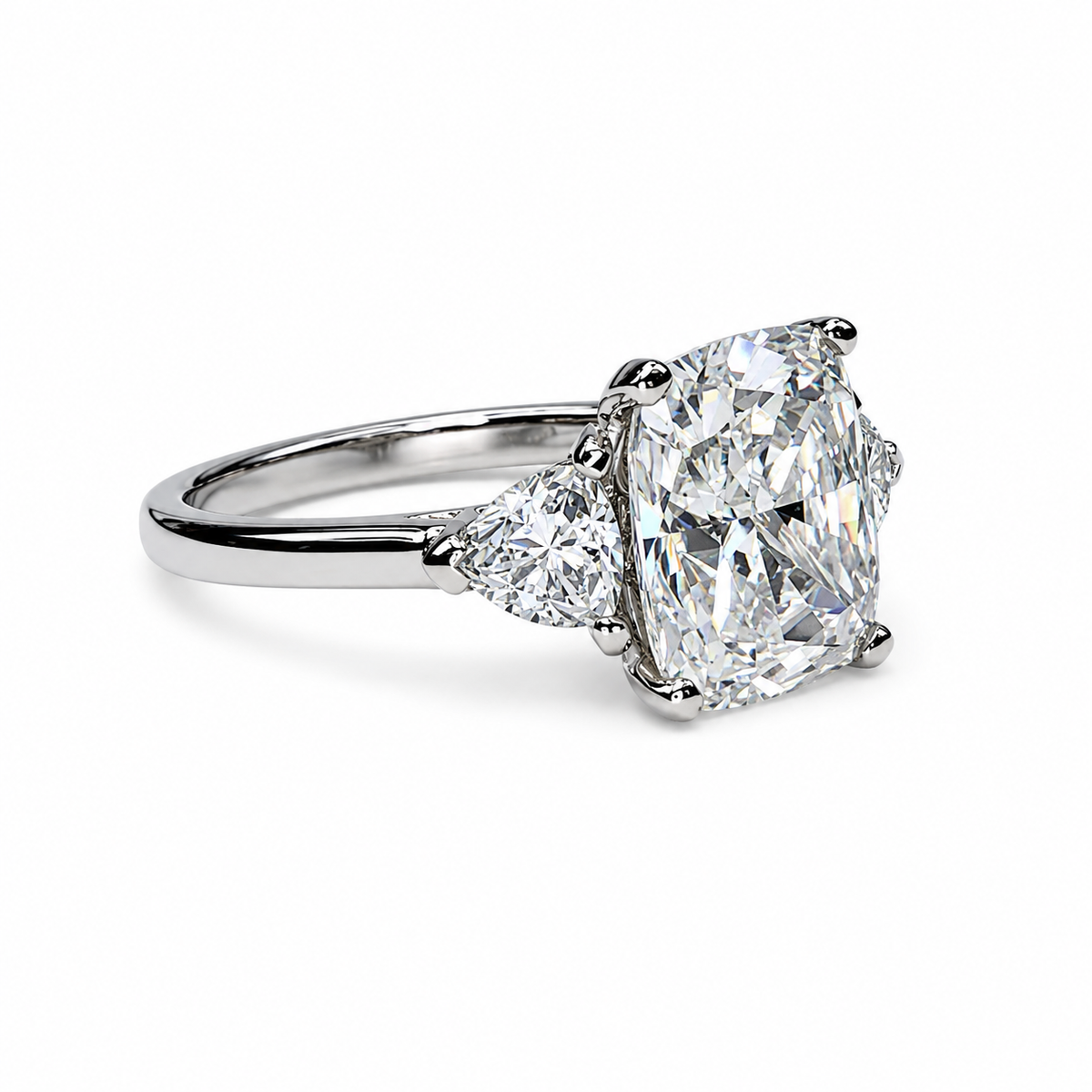 Cushion Cut Solitaire Moissanite Engagement Ring, Three Stone Certified Moissanite Wedding Ring, Cushion Cut Anniversary Ring For Her  #6564
