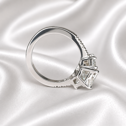 2.00 CT Lab Diamond Engagement Ring 14K Solid Gold , Radiant Cut Lab Grown Diamond Wedding Ring , Three Stone Diamond Bridal Ring #8839