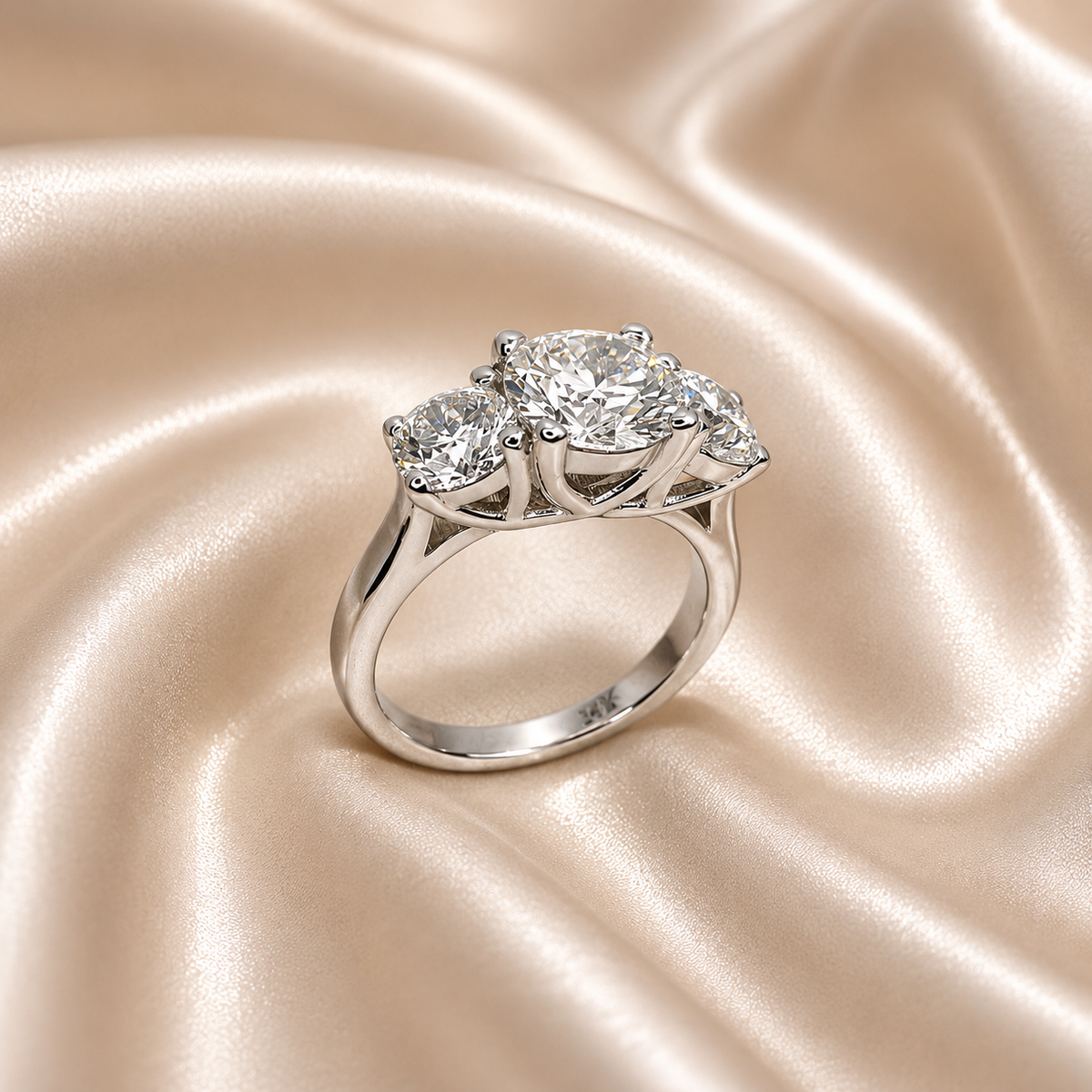 2.50 CTW Lab Grown Diamond Engagement Ring 14K Solid Gold, Three Stone Lab Created Diamond Wedding Ring, Simple Diamond Bridal Ring