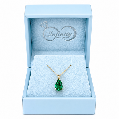 Pear Shape Blue Sapphire Pendant Necklace 14k Yellow Gold, Teardrop Sapphire Necklace, September Birthstone Necklace, Pear Necklace, #8821
