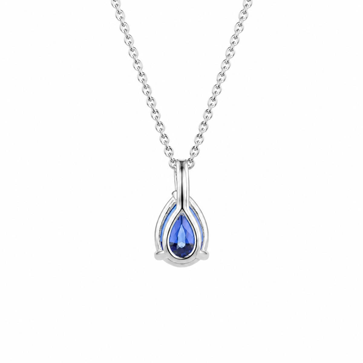Pear Shape Blue Sapphire Pendant Necklace 14k Yellow Gold, Teardrop Sapphire Necklace, September Birthstone Necklace, Pear Necklace, #8821