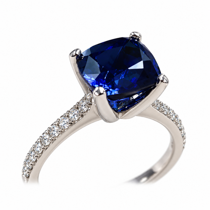 Blue Sapphire Ring 14k solid gold, Cushion Cut Blue sapphire Engagement Ring, September Birthstone Jewelry, Something Blue Bridal Ring