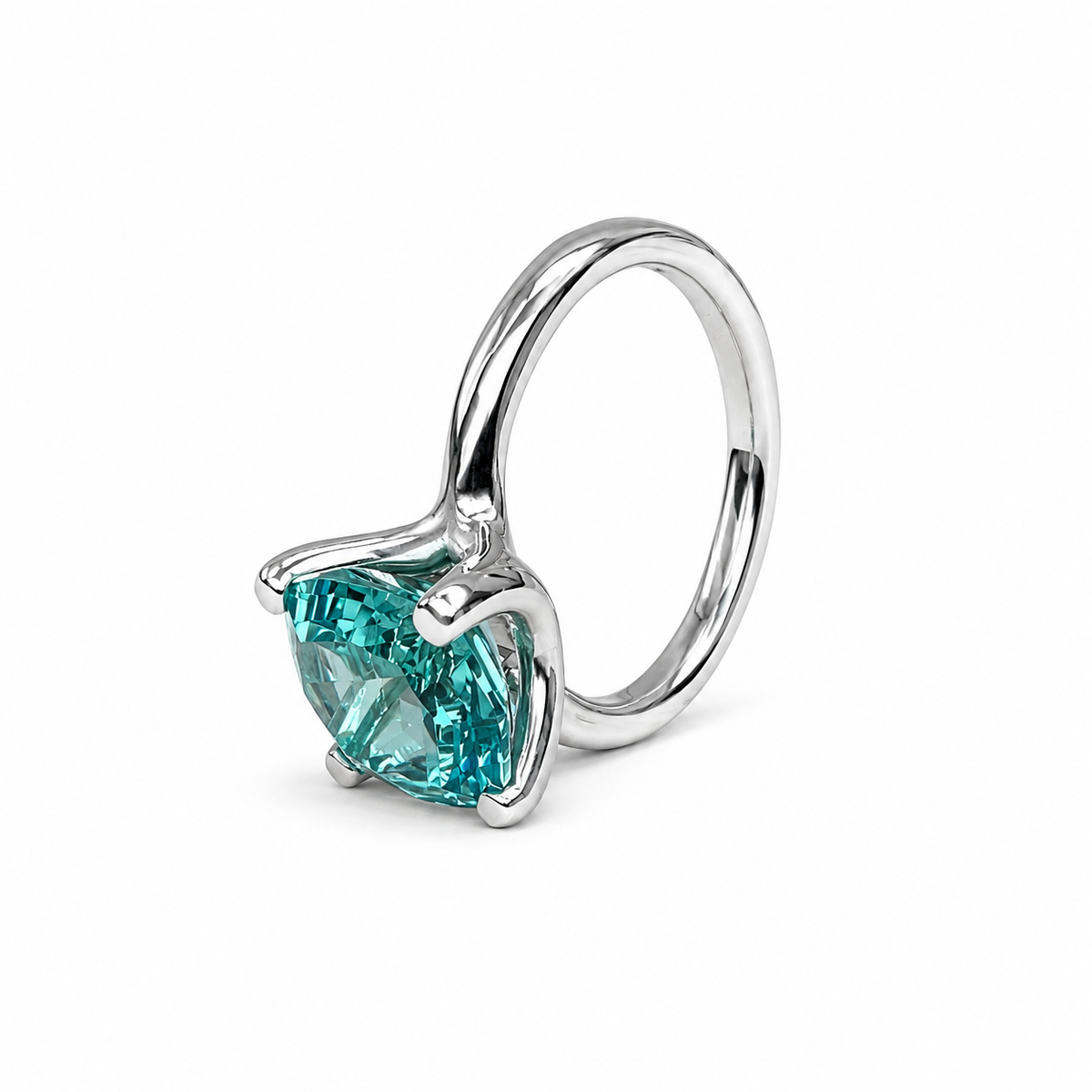Paraiba Tourmaline Neon Blue Web Cut Engagement Ring 14K White Gold Unique Paraiba Web Cut Tourmaline Promise Wedding Anniversary Ring #7327