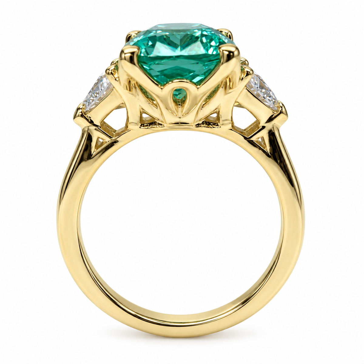 Elongated Cushion Cut Engagement Ring For Women 14K solid Yellow Gold, Green Paraiba Tourmaline Engagement Rings, Unique Vintage Rings, 7187