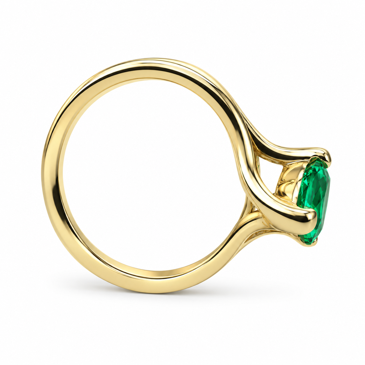 Emerald Triangle Ring 14k Yellow Gold, Trillion Cut Emerald Engagement Ring For Ladies, Unique Triangle Ring, Triangle Stacking Ring, #5843
