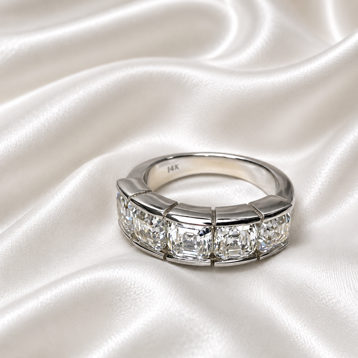 Lab grown diamond stacking wedding band, half eternity diamond matching wedding band solid gold, lab created diamond anniversary band