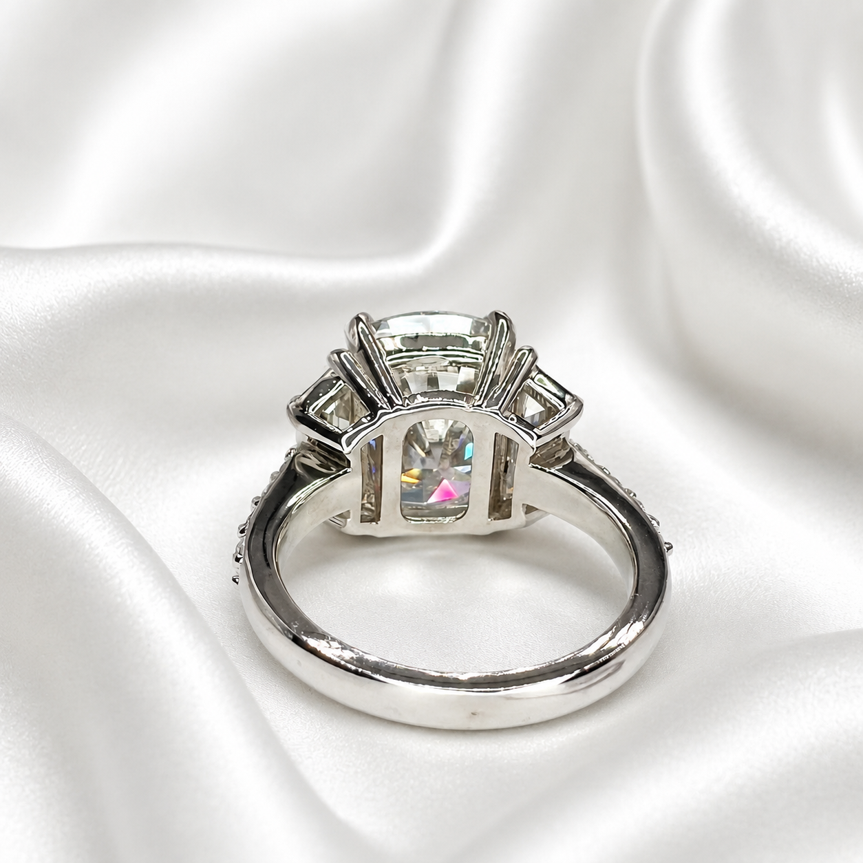 7 carat Elongated Cushion Cut Moissanite Engagement Ring 14K Gold Three Stone Bridal Ring #7879