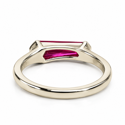 Elongated Kite Shape Ruby Ring Yellow Gold, Stacking Gold Minimalist Ring, Unique Ruby Ring Dainty, Promise Anniversary Mothers Ring  #7461