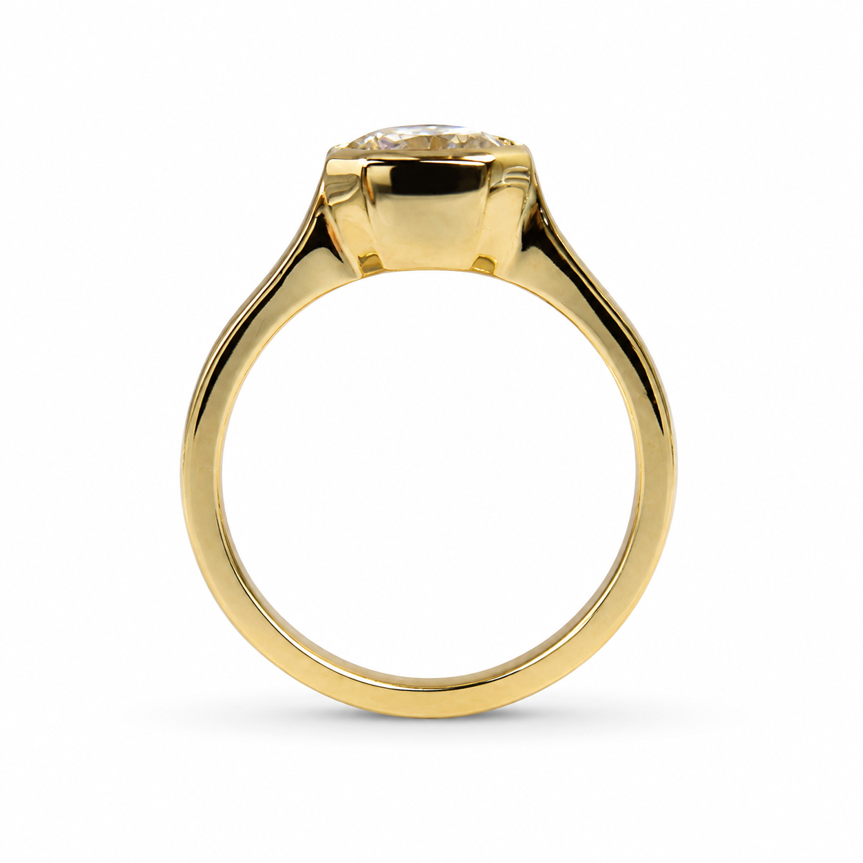 Radiant Cut Moissanite Engagement Ring, Solitaire Radiant Moissanite Bezel Set Wedding Ring, 14k Gold Moissanite Radiant Ladies Ring   #7170
