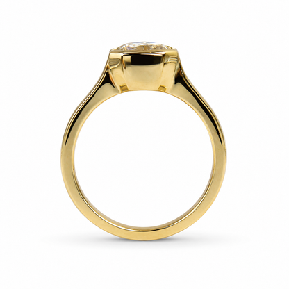Radiant Cut Moissanite Engagement Ring, Solitaire Radiant Moissanite Bezel Set Wedding Ring, 14k Gold Moissanite Radiant Ladies Ring   #7170