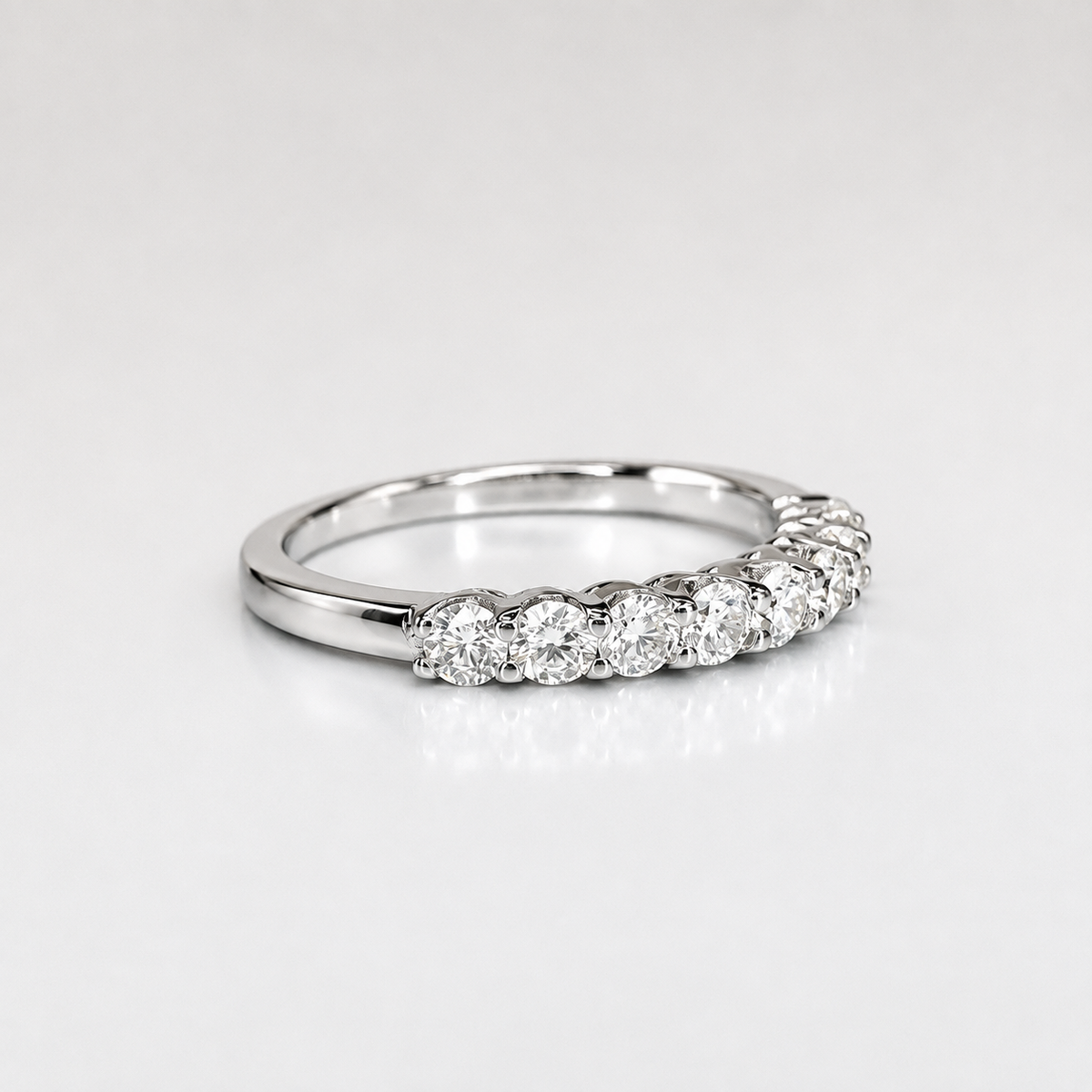 Moissanite Wedding Band White Gold Thin Moissanite Stacking Wedding Band For Women Half Eternity Moissanite Band Dainty Moissanit Ring #7368