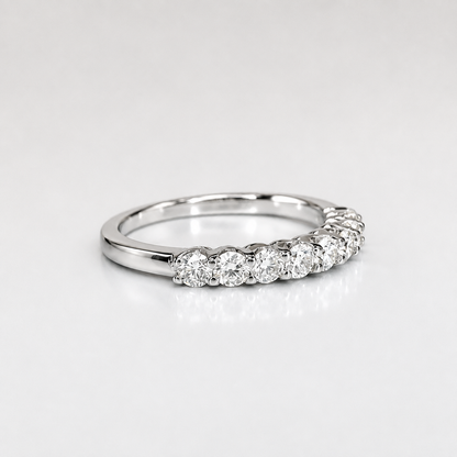 Moissanite Wedding Band White Gold Thin Moissanite Stacking Wedding Band For Women Half Eternity Moissanite Band Dainty Moissanit Ring #7368