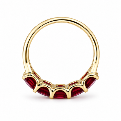 Ruby wedding band 14k solid gold, 5 stone asscher cut ruby band ring, July birthstone ring, ruby stacking rings, minimalist ruby ring, #6064