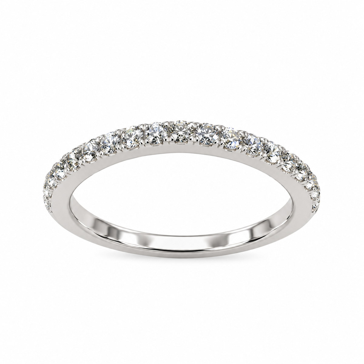 Diamond Curved Band, Stacking Curved Ring, Dainty Stacking Band, Delicate Moissanite Wedding Band, White Gold Engagement Ring,  #4982 #6495