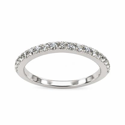 Diamond Curved Band, Stacking Curved Ring, Dainty Stacking Band, Delicate Moissanite Wedding Band, White Gold Engagement Ring,  #4982 #6495