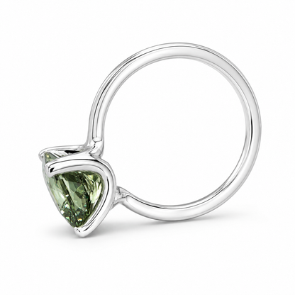 Olive Green Sapphire Engagement Ring 14k White Gold Radiant Cut Olive Green Sapphire Engagement Ring Radiant Shaped Sapphire Solitaire #7332