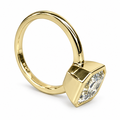 Certified Moissanite Ring, Asscher Cut Moissanite Engagement Ring, Bezel Set Solitaire Ring, Everyday Ring, 14k Gold Ladies Ring