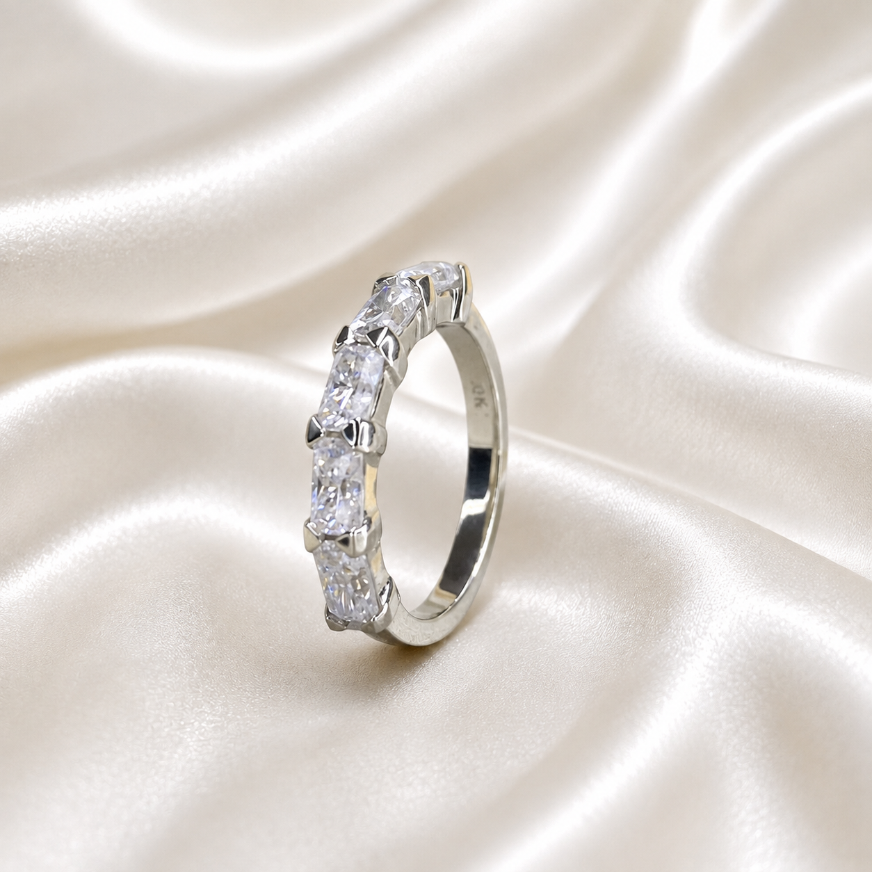 Lab grown diamond stacking wedding band, half eternity diamond matching wedding band solid gold, lab created diamond anniversary band