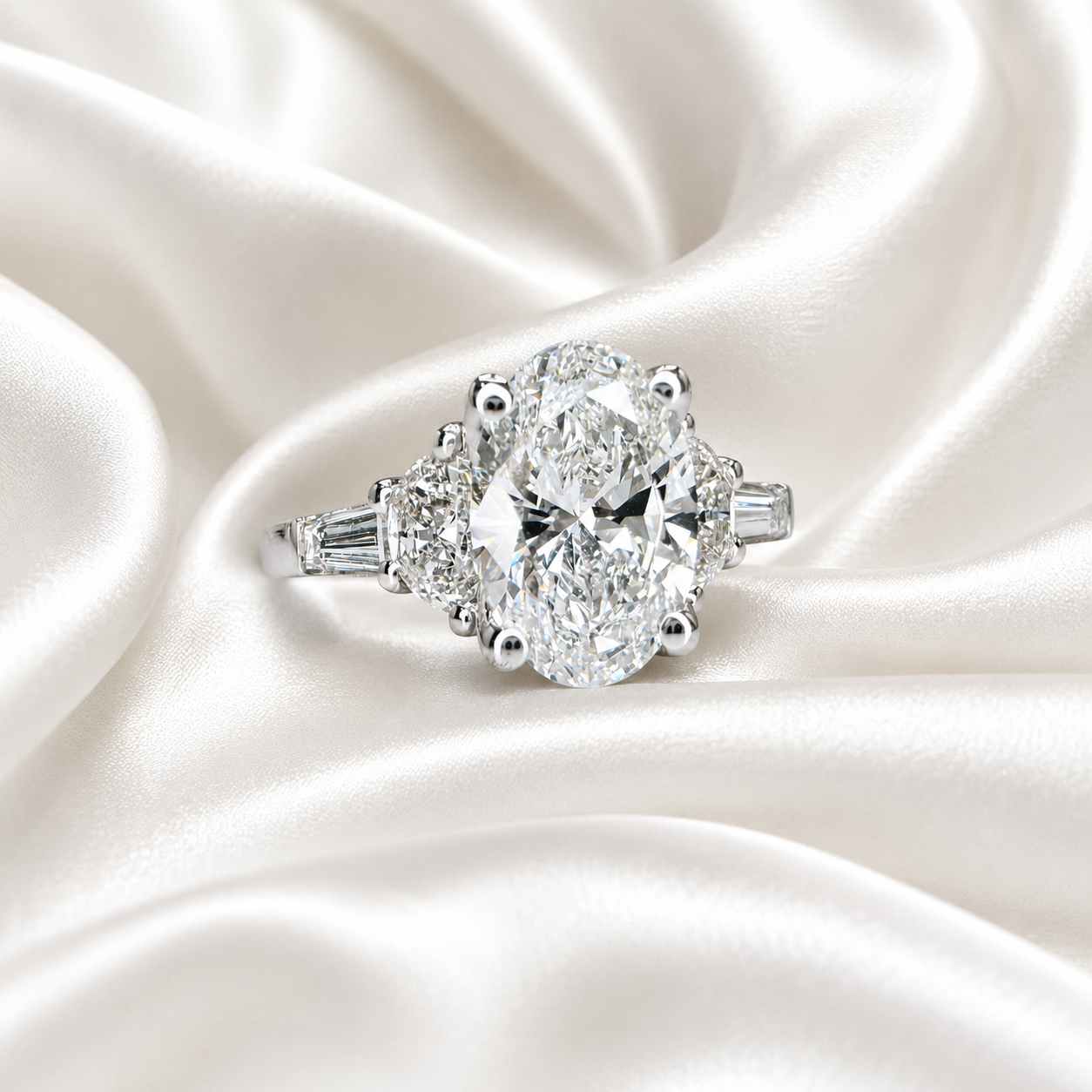 2.00 CT Oval Engagement Ring 14k Solid Gold , Lab Grown Diamond Engagement Ring , Oval Three Stone Lab Created Dimond Ring Ladies Diamond Ring #8543