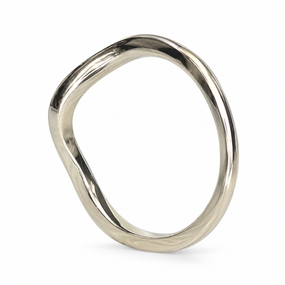Engagement Matching Wedding Band For Her, 14k White Gold Curved Wedding Band, Universal Curved Wedding Ring For Ladies Engagement Ring #6266