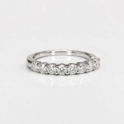 Moissanite Wedding Band White Gold Thin Moissanite Stacking Wedding Band For Women Half Eternity Moissanite Band Dainty Moissanit Ring #7368