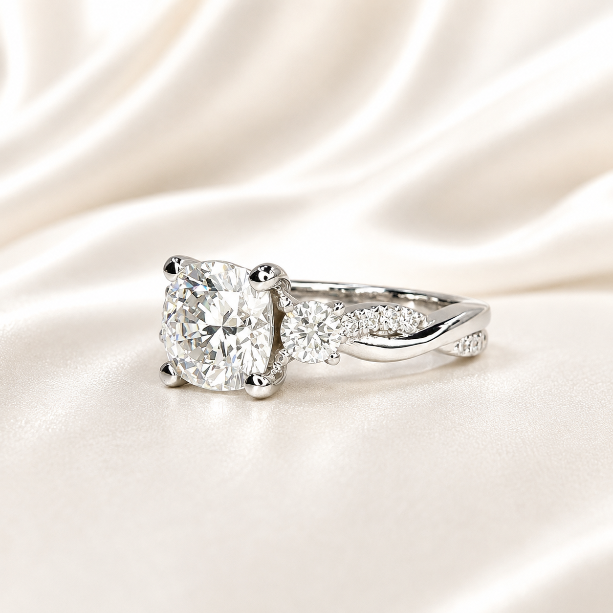 Lab Grown Diamond Wedding Ring, Certified Lab Diamond Ring, Classic Solitaire Gold Engagement Ring Cushion Diamond Wedding Ring