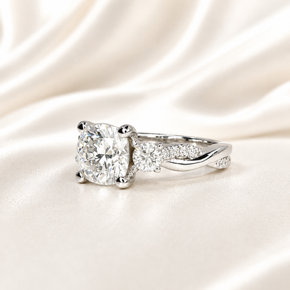 Lab Grown Diamond Wedding Ring, Certified Lab Diamond Ring, Classic Solitaire Gold Engagement Ring Cushion Diamond Wedding Ring
