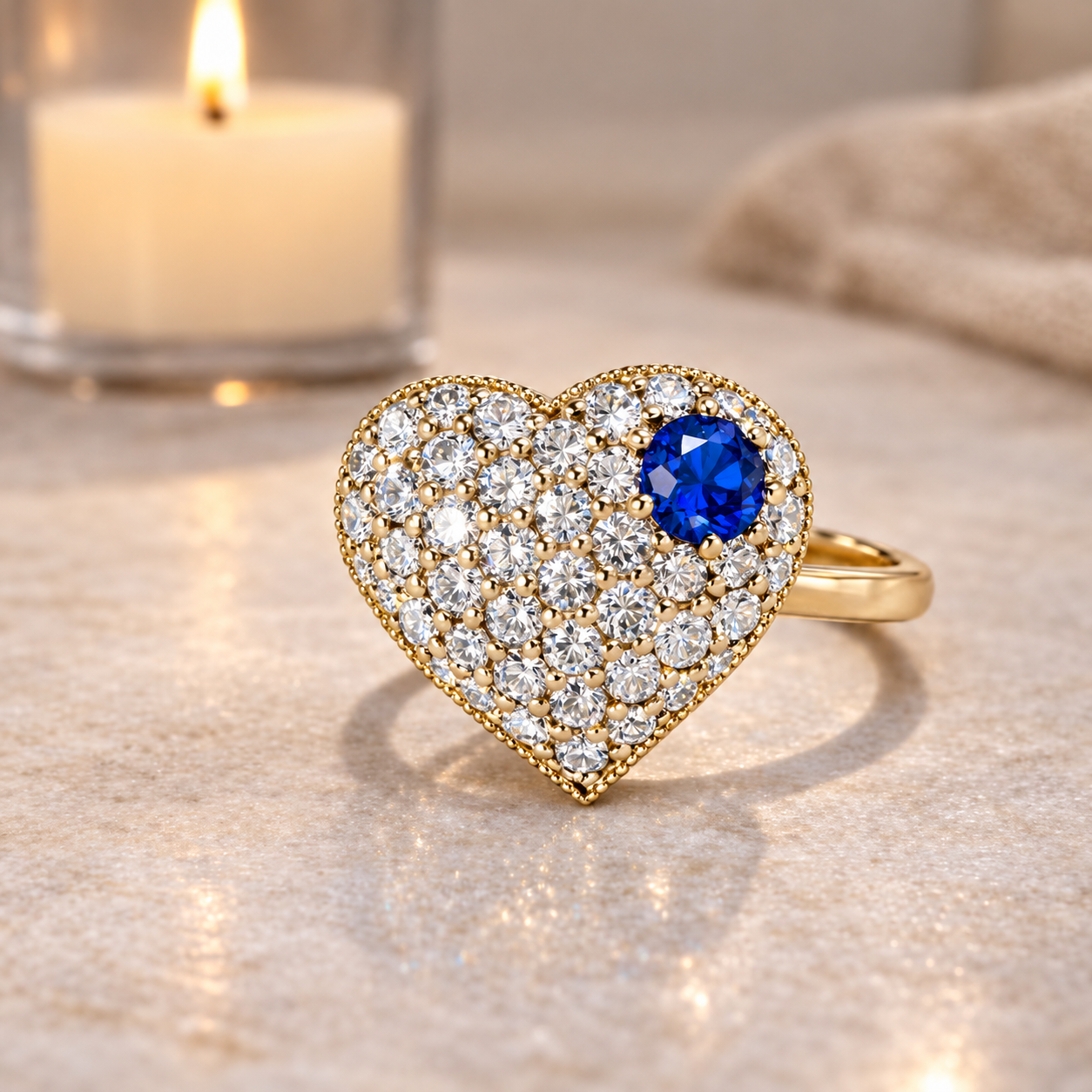 Lab Grown Diamond Heart Ring with Birthstone, Gemstone Accent Heart Ring, Diamond Heart Promise Ring, Romantic Gift for Her #8882