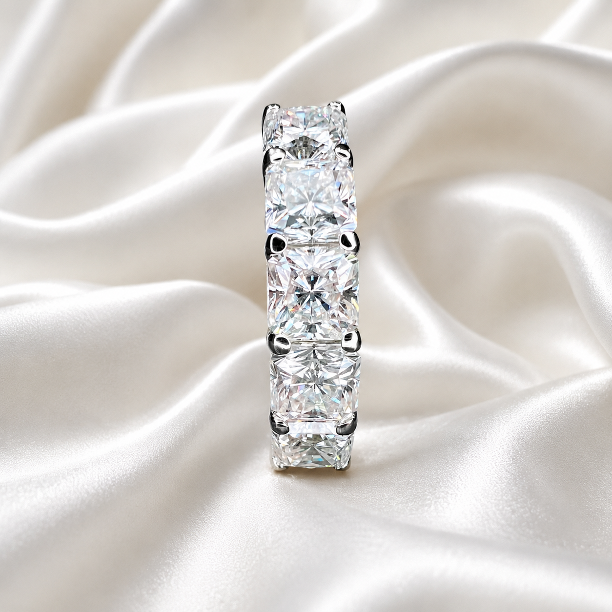 Lab grown diamond stacking wedding band, half eternity diamond matching wedding band solid gold, lab created diamond anniversary band