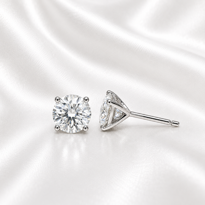Martini Style Moissanite Stud Earrings , 1.60 ctw. To 3.80 ctw. 14K Gold , Unisex Moissanite Stud Earrings , Simple Stud Earrings #8826