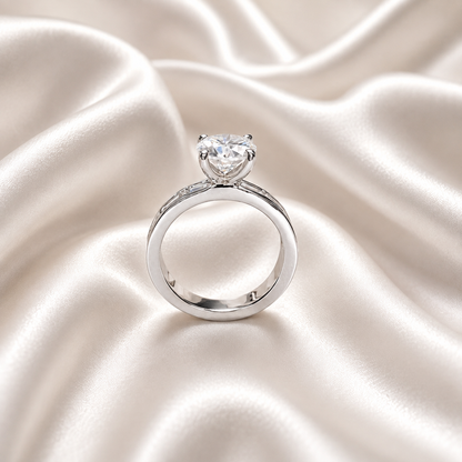 2.70 CTW Lab Grown Diamond Engagement Ring 14K Gold Round Cut Lad Created Diamond Anniversary Ring For Her Three Stone Diamond Ring # 8495