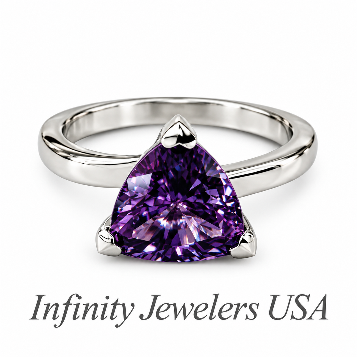 Alexandrite Trillion Engagement Ring White Gold Unique Trillion Alexandrite Anniversary Promise Wedding Bridal Ring