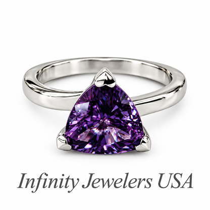 Alexandrite Trillion Engagement Ring White Gold Unique Trillion Alexandrite Anniversary Promise Wedding Bridal Ring