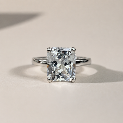 Radiant Cut Solitaire Engagement Ring / Radiant Cut Moissanite Solitaire / Moissanite solitaire 14k White Gold / #6272