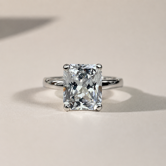 Radiant Cut Solitaire Engagement Ring / Radiant Cut Moissanite Solitaire / Moissanite solitaire 14k White Gold / #6272