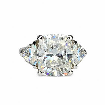 Moissanite Elongated Cushion Cut Engagement Ring, Elongated Cushion And Trillions Simulated Diamond Wedding Ring, 14k Gold Moissanite  #7011